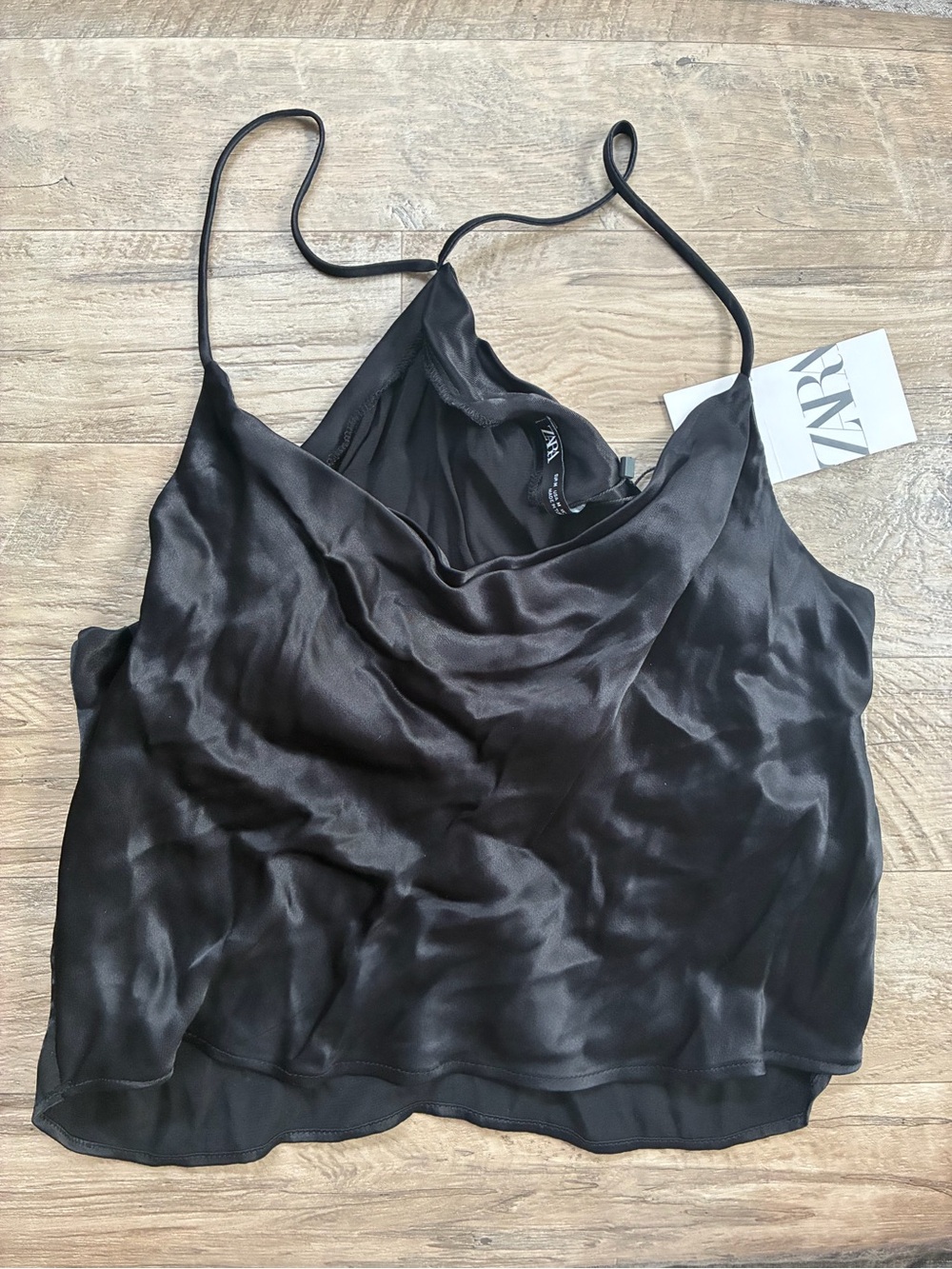 ZARA Satin Silky Cropped Racerback Camisole